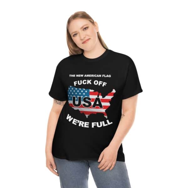 New USA Flag/BBN Unisex Heavy Cotton Tee Printed on Two Sides - Black - Image 4