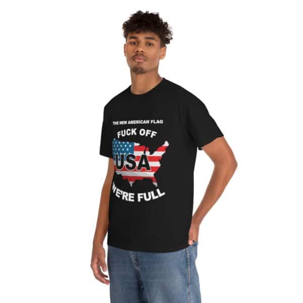 New USA Flag/BBN Unisex Heavy Cotton Tee Printed on Two Sides - Black - Image 6