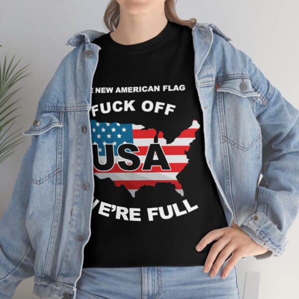 New USA Flag/BBN Unisex Heavy Cotton Tee Printed on Two Sides - Black - Image 7