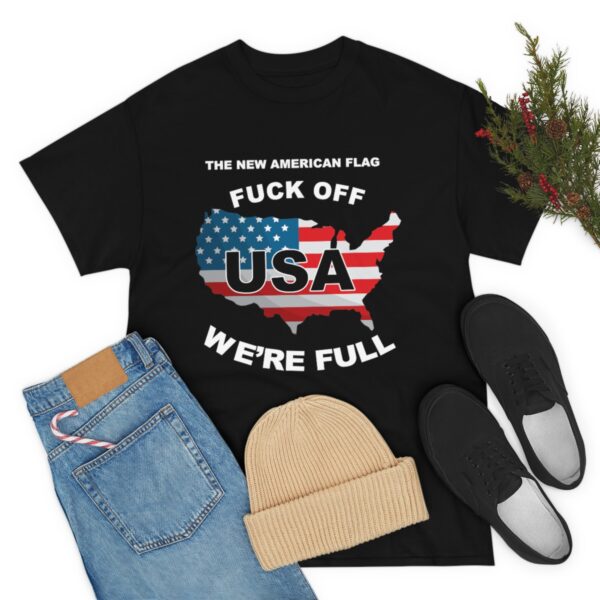 New USA Flag/BBN Unisex Heavy Cotton Tee Printed on Two Sides - Black - Image 8