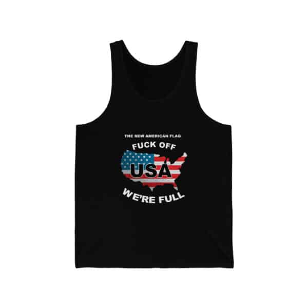 New USA Flag Unisex Jersey Tank Print on Front - Black